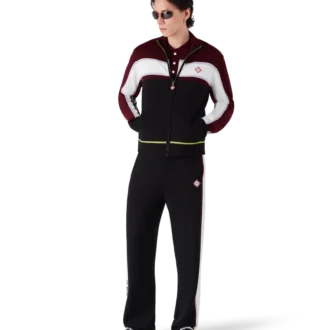 Pantalon en maille mérinos à rayures