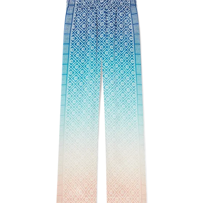Pantalon en soie jacquard dégradé Pantalon en soie jacquard dégradé