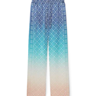 Pantalon en soie jacquard dégradé