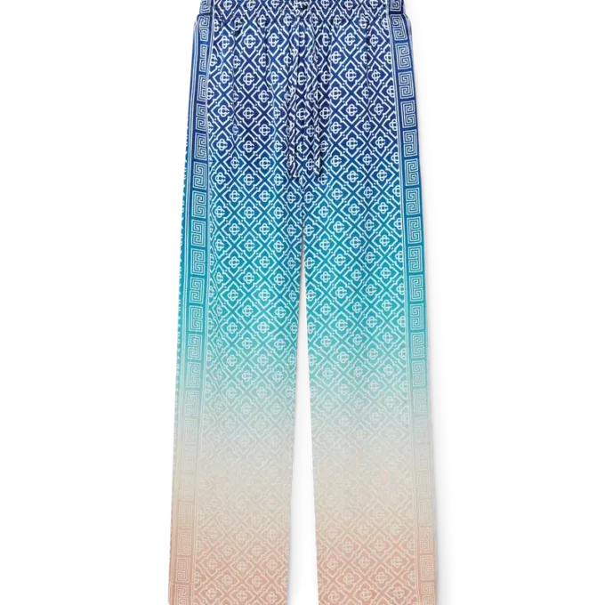 Pantalon en soie jacquard dégradé Pantalon en soie jacquard dégradé