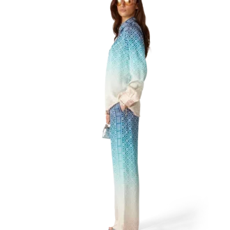 Pantalon en soie jacquard dégradé