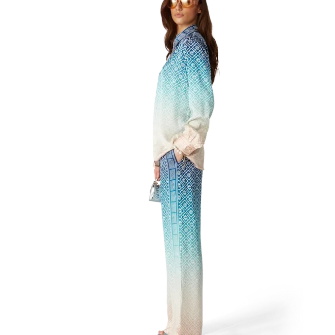 Pantalon en soie jacquard dégradé Pantalon en soie jacquard dégradé