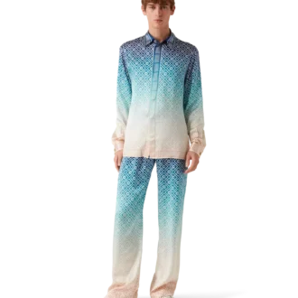 Pantalon en soie jacquard dégradé
