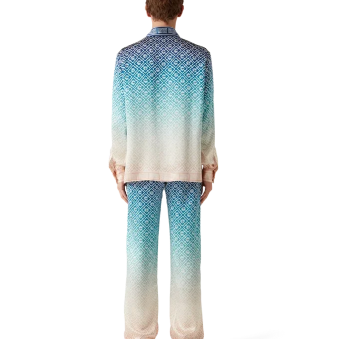 Pantalon en soie jacquard dégradé Pantalon en soie jacquard dégradé