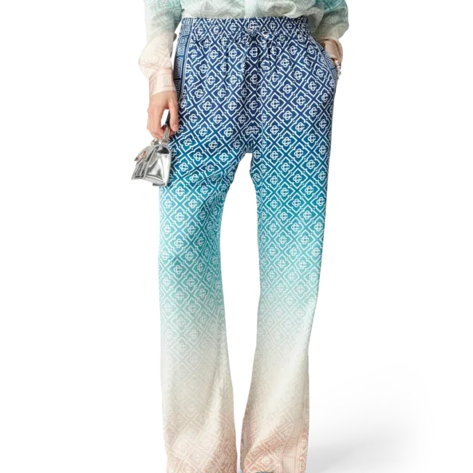 Pantalon en soie jacquard dégradé Pantalon en soie jacquard dégradé