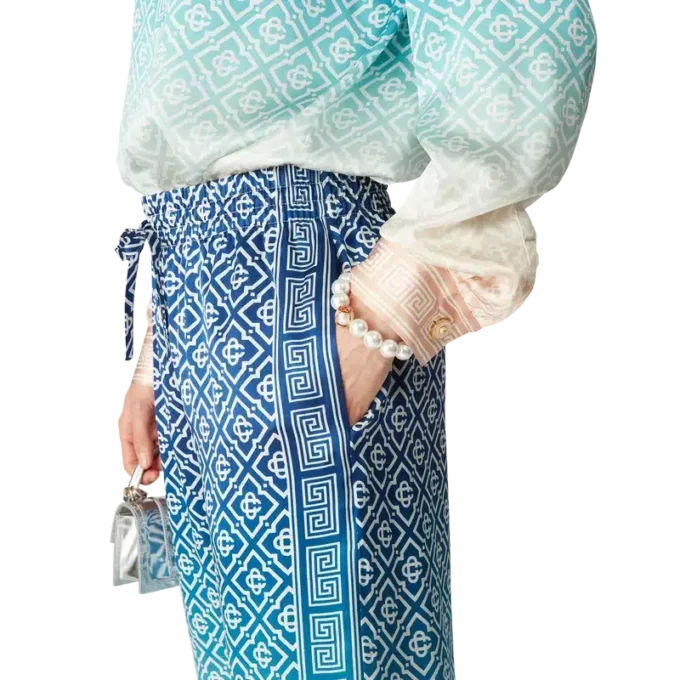 Pantalon en soie jacquard dégradé Pantalon en soie jacquard dégradé