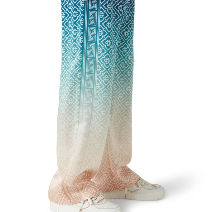 Pantalon en soie jacquard dégradé Pantalon en soie jacquard dégradé