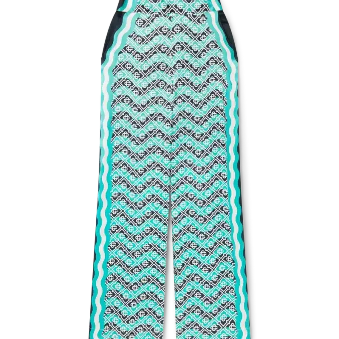 Pantalon en soie Monogram Wave