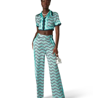 Pantalon en soie Monogram Wave
