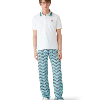 Pantalon en soie Monogram Wave