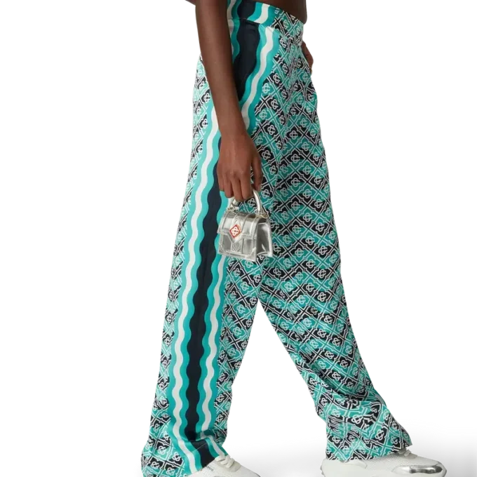 Pantalon en soie Monogram Wave