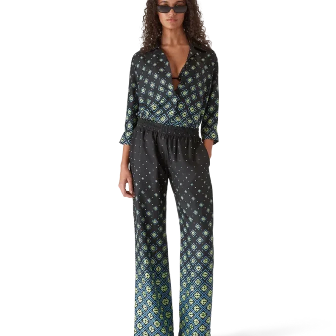 Pantalon en soie à motif Monogram dégradé