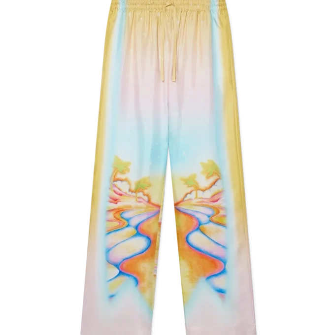 Pantalon en soie Nirvana psychédélique