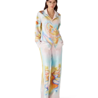 Pantalon en soie Nirvana psychédélique