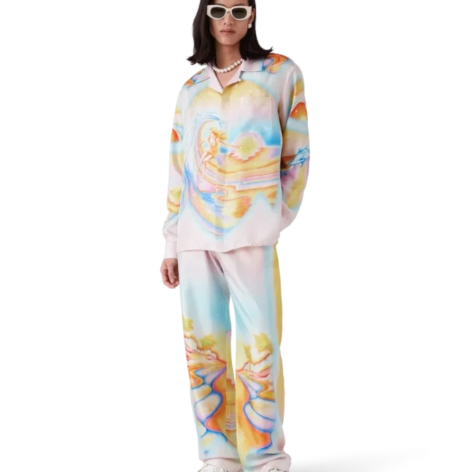 Pantalon en soie Nirvana psychédélique