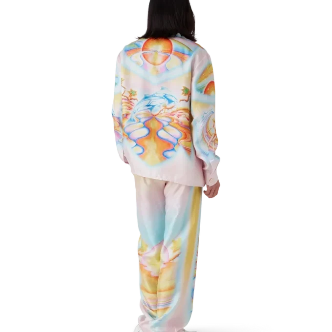 Pantalon en soie Nirvana psychédélique