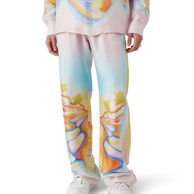 Pantalon en soie Nirvana psychédélique