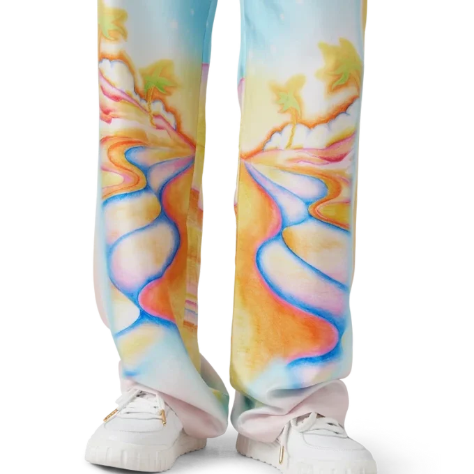 Pantalon en soie Nirvana psychédélique
