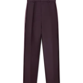 Pantalon sur mesure en laine et soie à rayures latérales