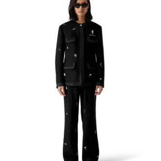 Veste ajustée en laine à motif brodé