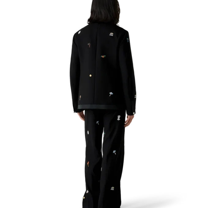 Veste ajustée en laine à motif brodé