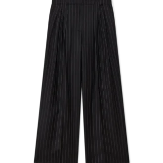 Pantalon sur mesure à triple pli en laine à fines rayures