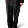 Pantalon sur mesure à triple pli en laine à fines rayures Pantalon sur mesure à triple pli en laine à fines rayures