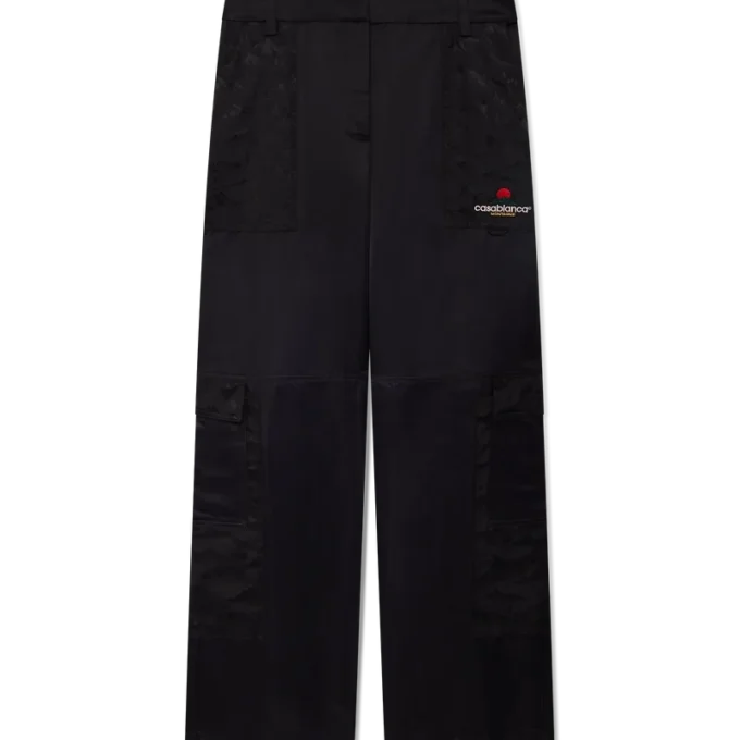 Pantalons cargo en nylon et satin à motif camouflage montagne