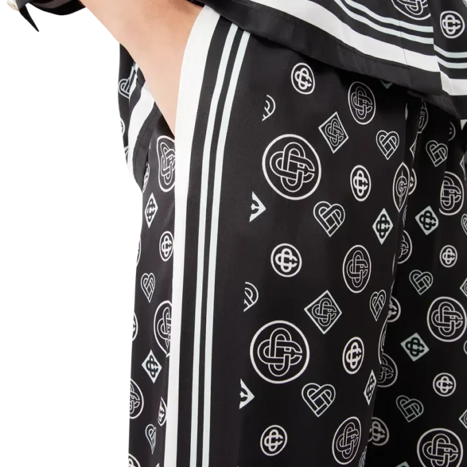 Pantalons de pyjama en satin de soie Monogram