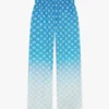 Pantalons en soie à motif Diamond Monogram en losanges dégradés bleus Pantalons en soie à motif Diamond Monogram en losanges dégradés bleus