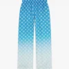 Pantalons en soie à motif Diamond Monogram en losanges dégradés bleus Pantalons en soie à motif Diamond Monogram en losanges dégradés bleus