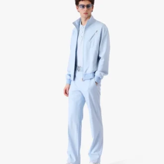 Pantalons jacquard ajustés Monogram bleu