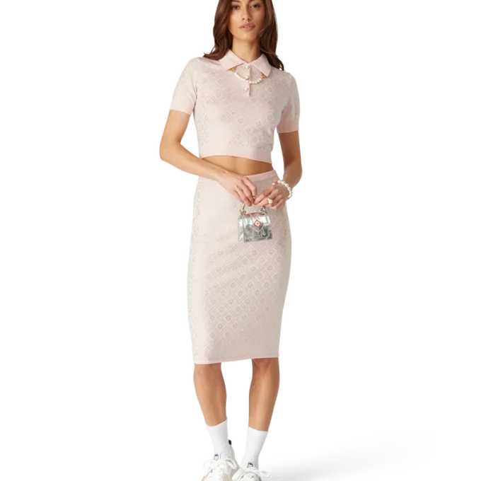 Polo en maille avec monogramme en cristal