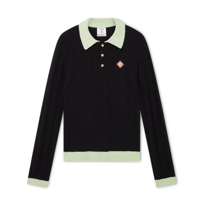 Polo à manches longues en bouclé
