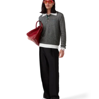 Polo à manches longues à rayures bouclées