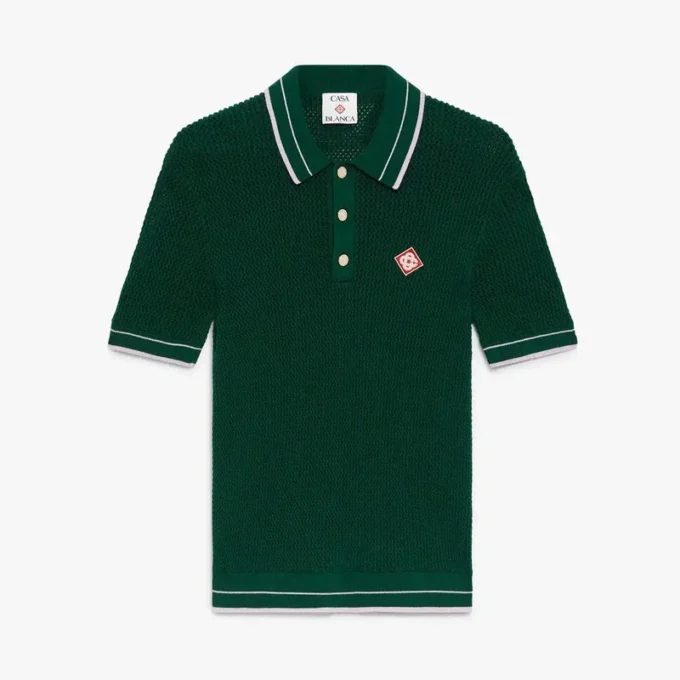 Polo vert à manches courtes en crochet