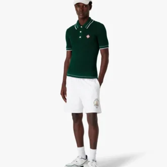 Polo vert à manches courtes en crochet