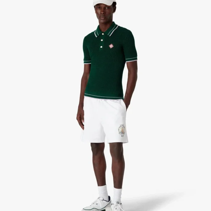 Polo vert à manches courtes en crochet