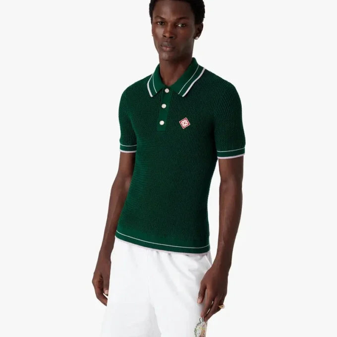 Polo vert à manches courtes en crochet