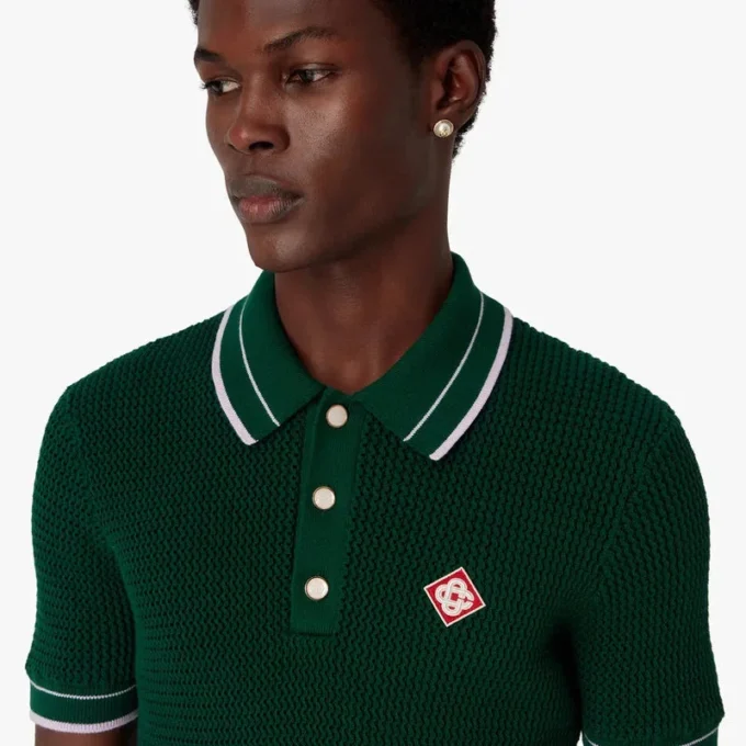Polo vert à manches courtes en crochet