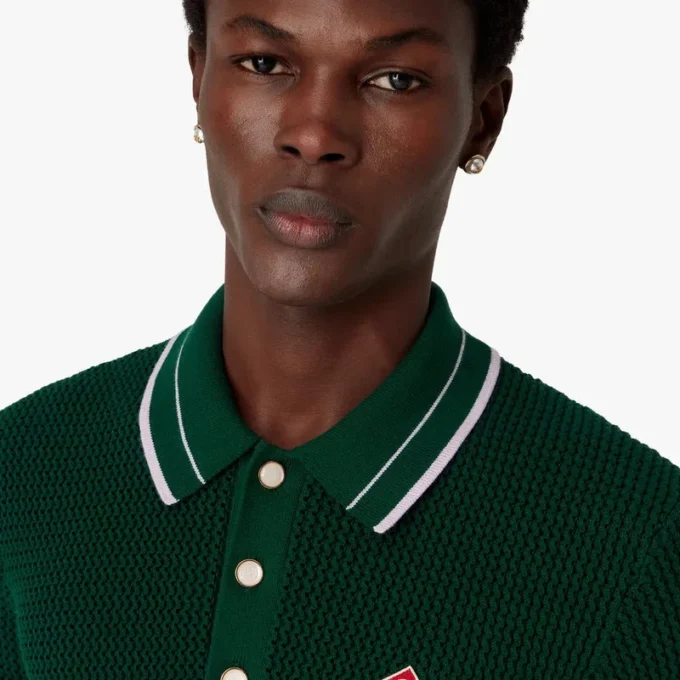 Polo vert à manches courtes en crochet