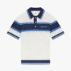 Polos à shorts en maille rayée blanche et bleue Polos à shorts en maille rayée blanche et bleue