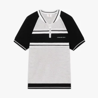 Polos à shorts zippés à rayures en maille métallique