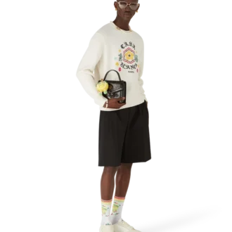 Pull à col rond en maille mérinos Emblem Pull à col rond en maille mérinos Emblem