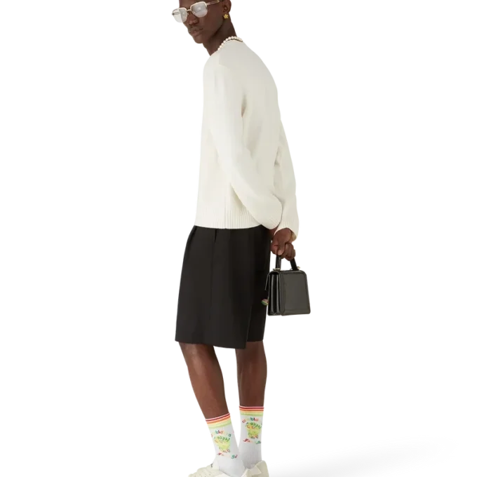 Pull à col rond en maille mérinos Emblem Pull à col rond en maille mérinos Emblem