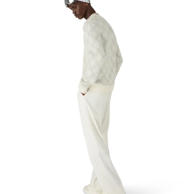 Pull à col rond en mélange de mohair avec monogramme argenté