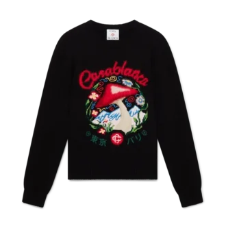 Pull en coton brodé avec motif champignon