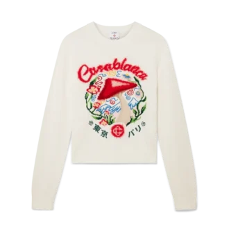 Pull en coton brodé avec motif champignon