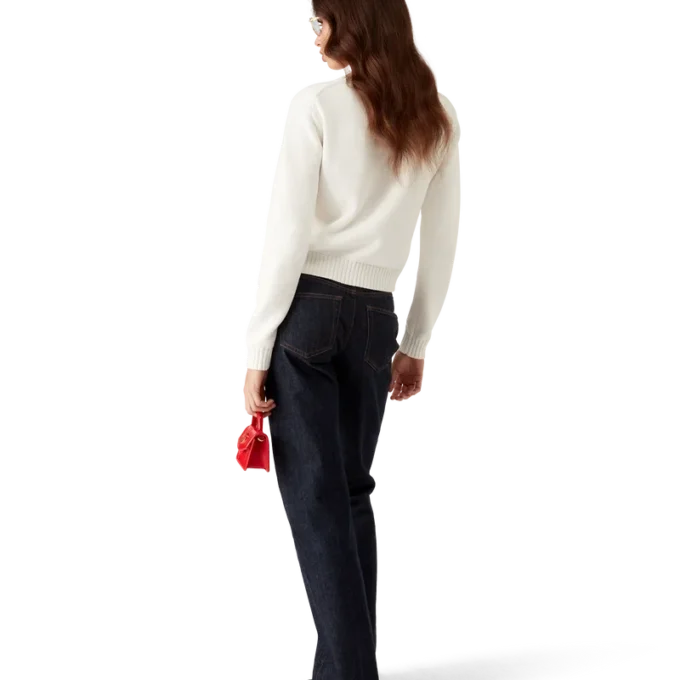 Pull en coton brodé avec motif champignon