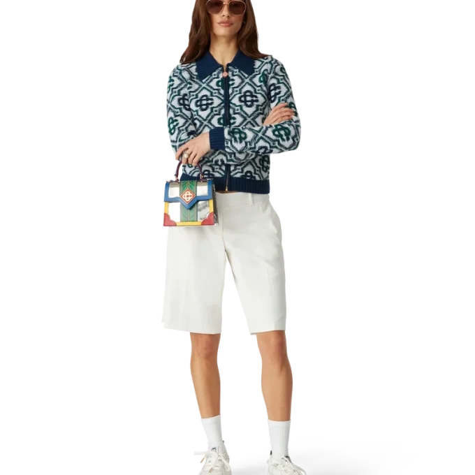 Pull zippé en maille Monogram Pull zippé en maille Monogram